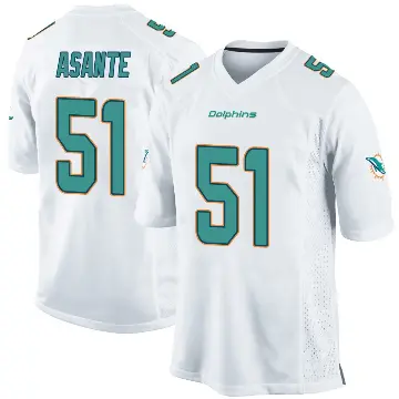 ＃51 Men's Eugene Asante White Game Miami Dolphins Jersey