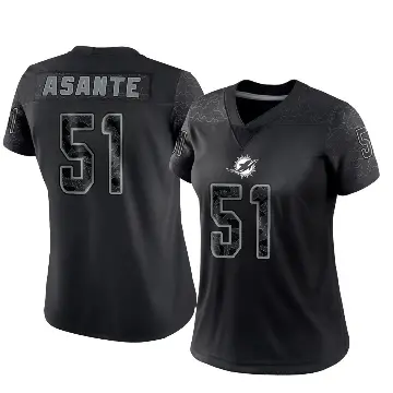 ＃51 Women's Eugene Asante Black Limited Miami Dolphins Reflective Jersey
