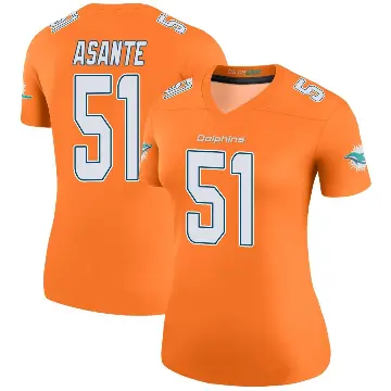 ＃51 Women's Eugene Asante Orange Legend Miami Dolphins Color Rush Jersey