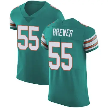 ＃55 Men's Aaron Brewer Green Elite Miami Dolphins Aqua Alternate Vapor Untouchable Jersey