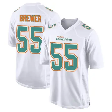 ＃55 Men's Aaron Brewer White Game Miami Dolphins Fashion Jersey