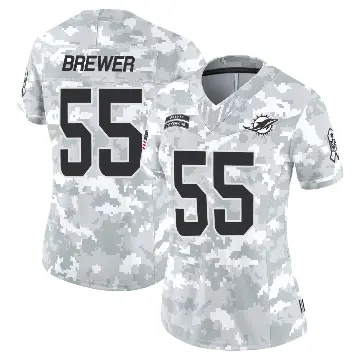 ＃55 Women's Aaron Brewer Arctic Camo Limited Miami Dolphins 2024 Salute to Service Jersey