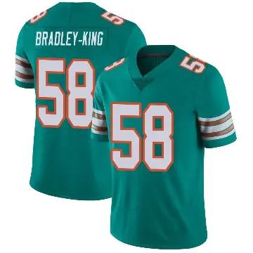 ＃58 Men's William Bradley-King Aqua Limited Miami Dolphins Alternate Vapor Untouchable Jersey
