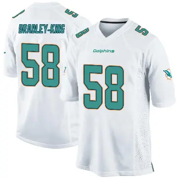 ＃58 Men's William Bradley-King White Game Miami Dolphins Jersey