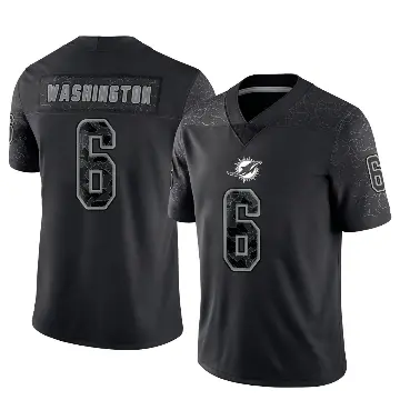 ＃6 Men's Malik Washington Black Limited Miami Dolphins Reflective Jersey