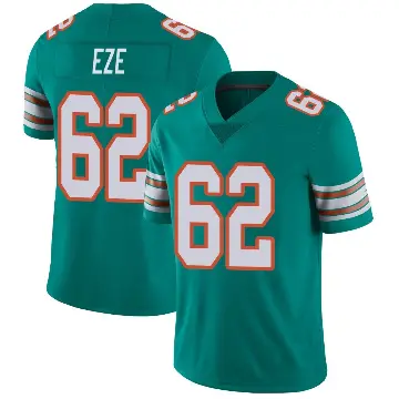 ＃62 Men's Obinna Eze Aqua Limited Miami Dolphins Alternate Vapor Untouchable Jersey