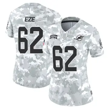 ＃62 Women's Obinna Eze Arctic Camo Limited Miami Dolphins 2024 Salute to Service Jersey