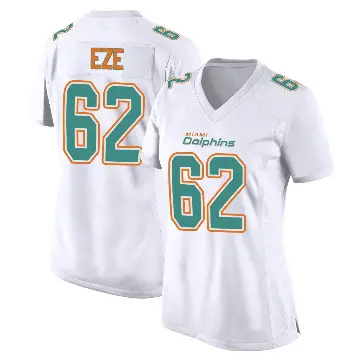 ＃62 Women's Obinna Eze White Game Miami Dolphins Fashion Jersey