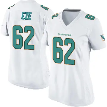 ＃62 Women's Obinna Eze White Game Miami Dolphins Jersey