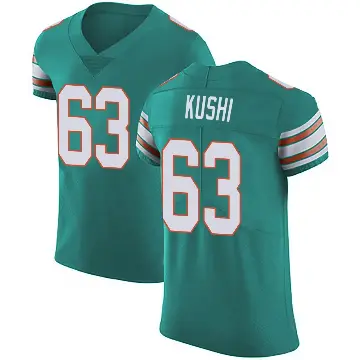 ＃63 Men's Tedi Kushi Green Elite Miami Dolphins Aqua Alternate Vapor Untouchable Jersey