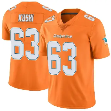 ＃63 Men's Tedi Kushi Orange Limited Miami Dolphins Color Rush Jersey