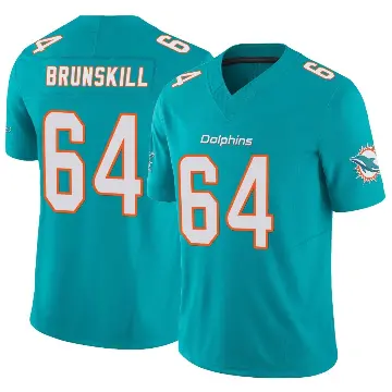 ＃64 Men's Daniel Brunskill Aqua Limited Miami Dolphins Vapor F.U.S.E. Jersey