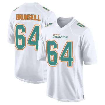 ＃64 Men's Daniel Brunskill White Game Miami Dolphins Fashion Jersey