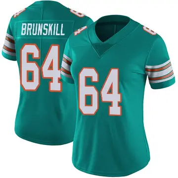 ＃64 Women's Daniel Brunskill Aqua Limited Miami Dolphins Alternate Vapor Untouchable Jersey