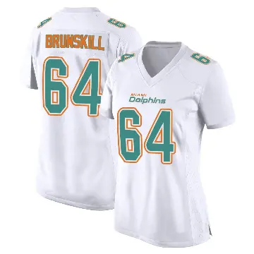 ＃64 Women's Daniel Brunskill White Game Miami Dolphins Fashion Jersey