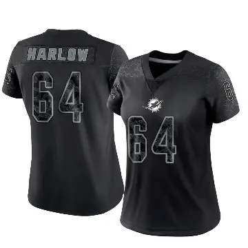 ＃64 Women's Sean Harlow Black Limited Miami Dolphins Reflective Jersey