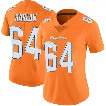 ＃64 Women's Sean Harlow Orange Limited Miami Dolphins Color Rush Jersey