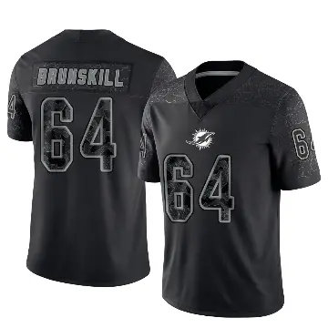 ＃64 Youth Daniel Brunskill Black Limited Miami Dolphins Reflective Jersey