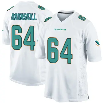 ＃64 Youth Daniel Brunskill White Game Miami Dolphins Jersey