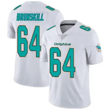 ＃64 Youth Daniel Brunskill White Miami Dolphins limited Vapor Untouchable Jersey