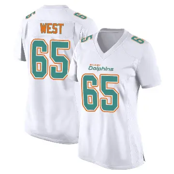 ＃65 Women's Addison West White Game Miami Dolphins Fashion Jersey