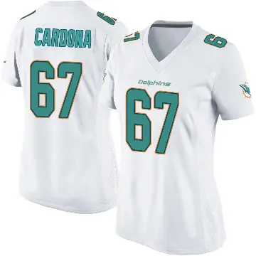 ＃67 Women's Joe Cardona White Game Miami Dolphins Jersey