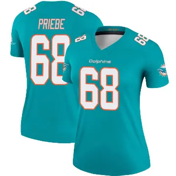 ＃68 Women's Josh Priebe Aqua Legend Miami Dolphins Jersey