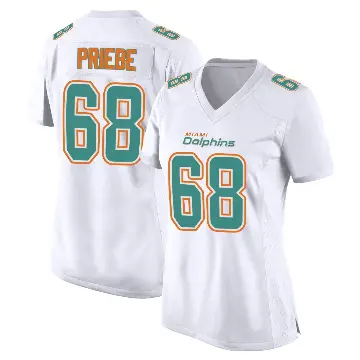 ＃68 Women's Josh Priebe White Game Miami Dolphins Fashion Jersey