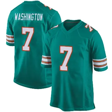 ＃7 Men's Tahj Washington Aqua Game Miami Dolphins Alternate Jersey