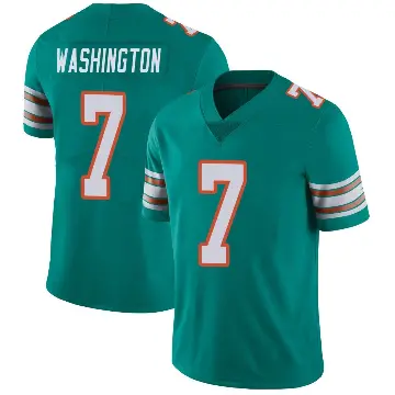 ＃7 Men's Tahj Washington Aqua Limited Miami Dolphins Alternate Vapor Untouchable Jersey