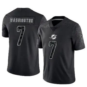 ＃7 Men's Tahj Washington Black Limited Miami Dolphins Reflective Jersey