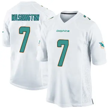 ＃7 Men's Tahj Washington White Game Miami Dolphins Jersey