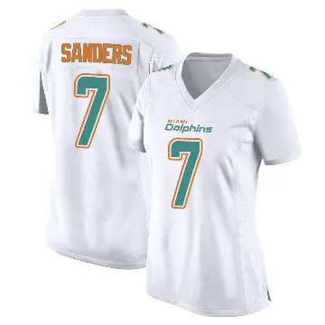 ＃7 Women's Jason Sanders White Game Miami Dolphins Fashion Jersey