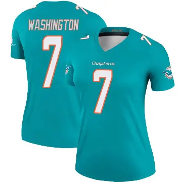 ＃7 Women's Tahj Washington Aqua Legend Miami Dolphins Jersey
