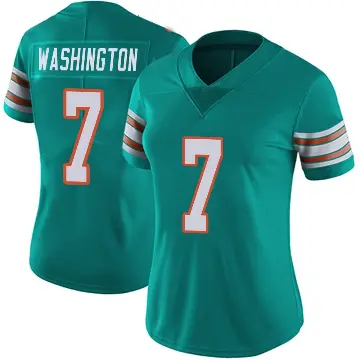 ＃7 Women's Tahj Washington Aqua Limited Miami Dolphins Alternate Vapor Untouchable Jersey