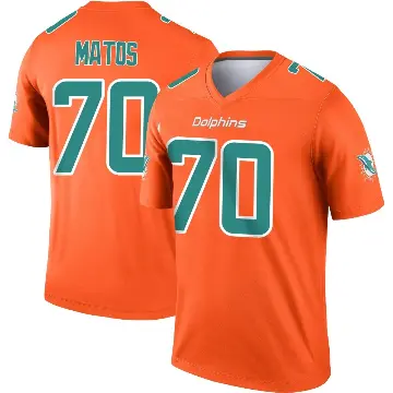 ＃70 Men's Bayron Matos Orange Legend Miami Dolphins Inverted Jersey