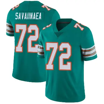 ＃72 Men's Jonah Savaiinaea Aqua Limited Miami Dolphins Alternate Vapor Untouchable Jersey