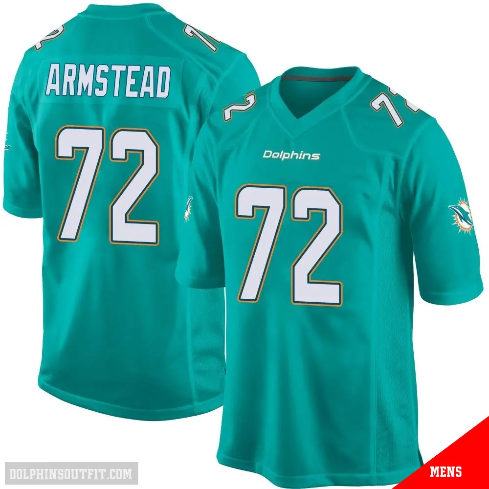 ＃72 Men's Terron Armstead Aqua Game Miami Dolphins Team Color Jersey