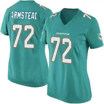 ＃72 Women's Terron Armstead Aqua Game Miami Dolphins Team Color Jersey