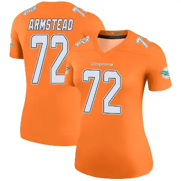 ＃72 Women's Terron Armstead Orange Legend Miami Dolphins Color Rush Jersey