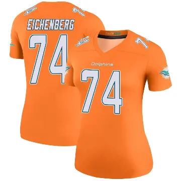 ＃74 Women's Liam Eichenberg Orange Legend Miami Dolphins Color Rush Jersey