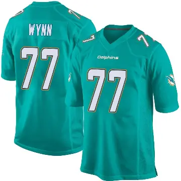 ＃77 Men's Isaiah Wynn Aqua Game Miami Dolphins Team Color Jersey