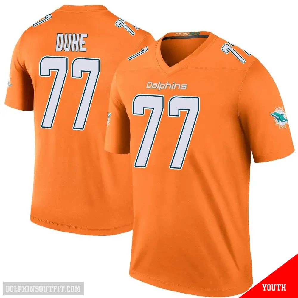 ＃77 Youth Adam Joseph Duhe Orange Legend Miami Dolphins Color Rush Jersey