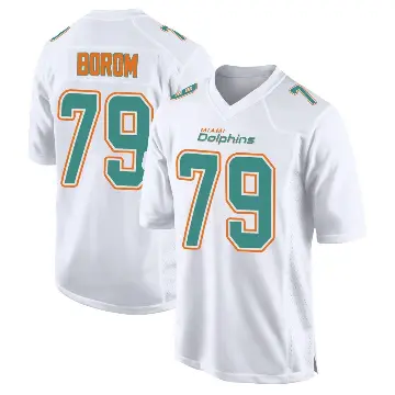 ＃79 Men's Larry Borom White Game Miami Dolphins Fashion Jersey