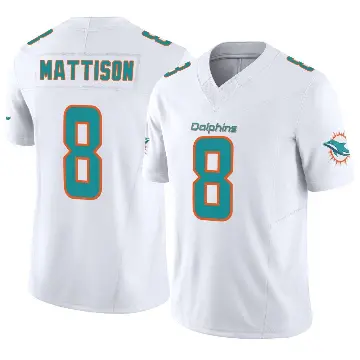 ＃8 Men's Alexander Mattison White Limited Miami Dolphins Vapor F.U.S.E. Jersey