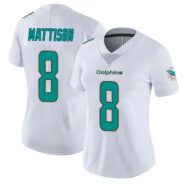 ＃8 Women's Alexander Mattison White Miami Dolphins limited Vapor Untouchable Jersey