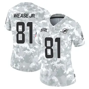 ＃81 Women's Theo Wease Jr. Arctic Camo Limited Miami Dolphins 2024 Salute to Service Jersey