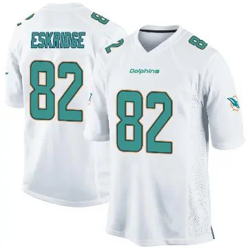 ＃82 Men's Dee Eskridge White Game Miami Dolphins Jersey