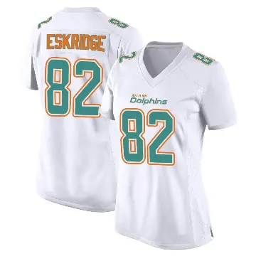 ＃82 Women's Dee Eskridge White Game Miami Dolphins Fashion Jersey