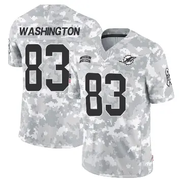 ＃83 Men's Tahj Washington Arctic Camo Limited Miami Dolphins 2024 Salute to Service Jersey